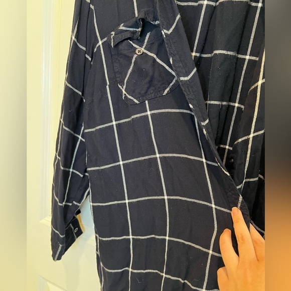 Style & Co Blue Plaid Button Up Top Size Large - Picture 5 of 11